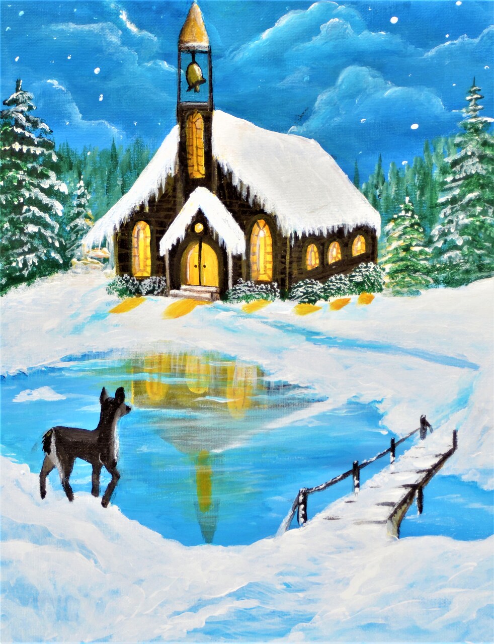 Paint Kit - Reflections Acrylic Painting Kit & Video Lesson - Paint and Sip  At Home - Paint Party